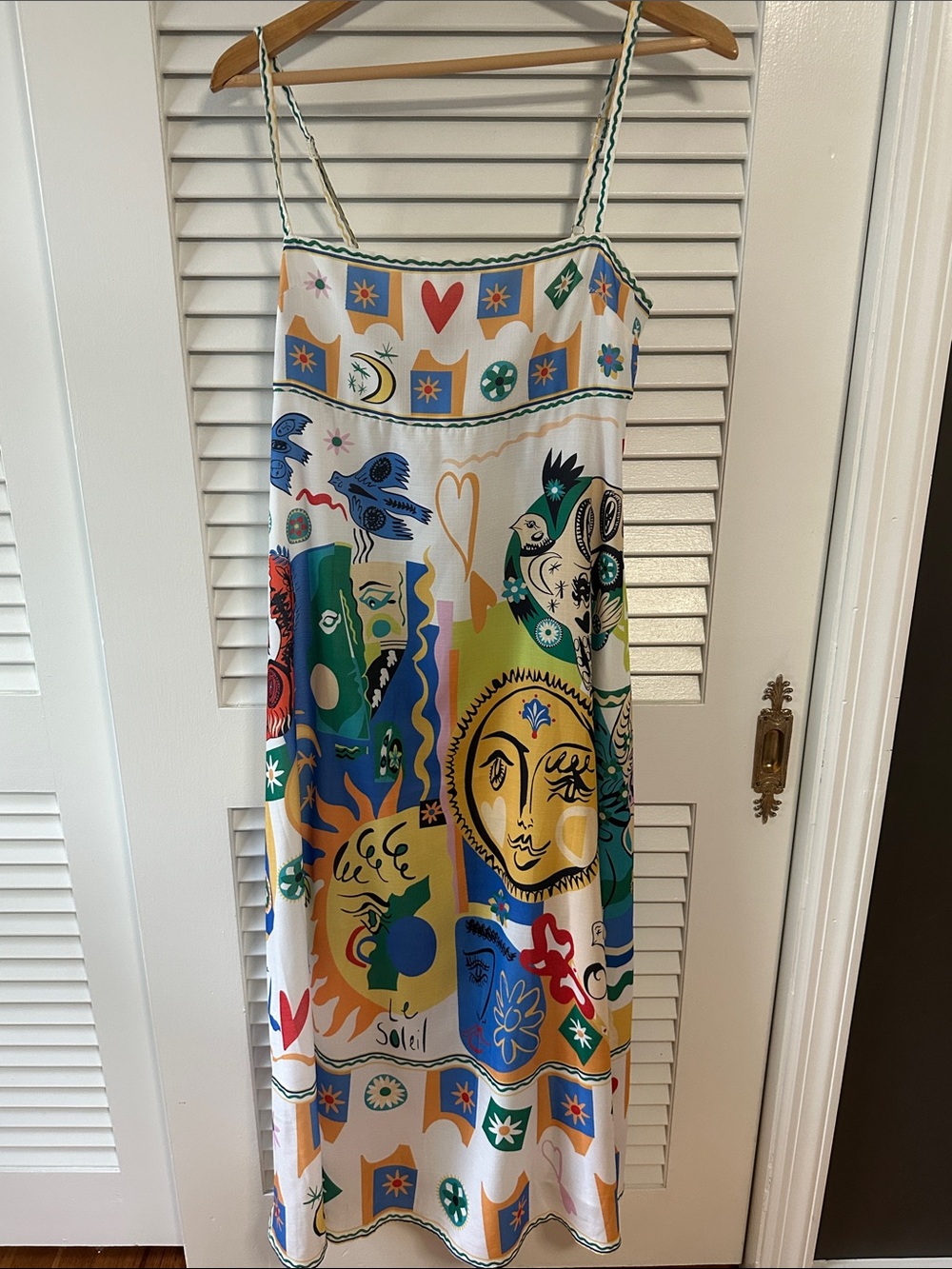 Colorful Graphic Slip Dress with Sun Motif